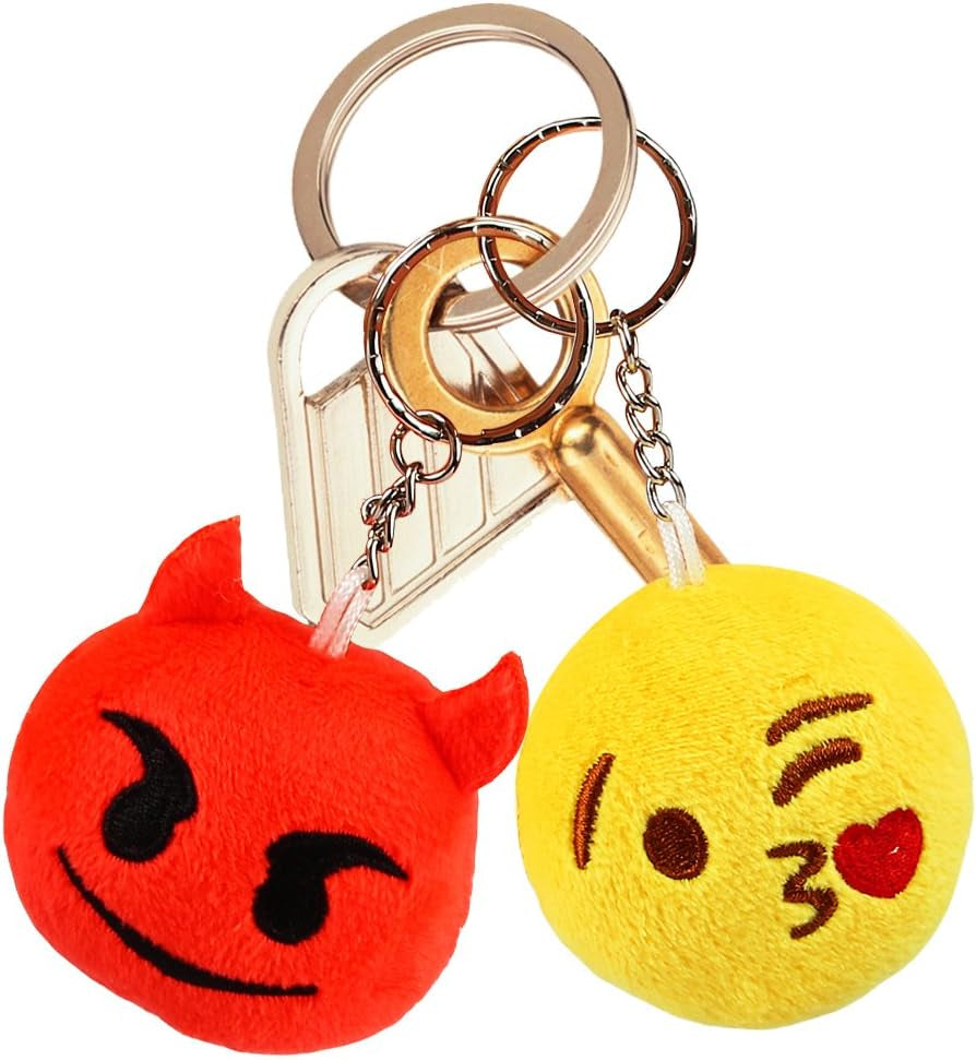 Emoticon Keychains, Mini Emoticon Plush Party Favors for Valentine' S Day Gifts Birthday Party Supplies, Carnival Prizes for Kids Treasure Box Bulk Toy Assortment 2" Set of 30