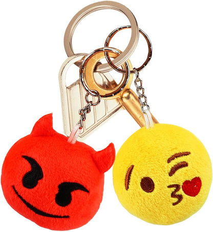Emoticon Keychains, Mini Emoticon Plush Party Favors for Valentine' S Day Gifts Birthday Party Supplies, Carnival Prizes for Kids Treasure Box Bulk Toy Assortment 2" Set of 30