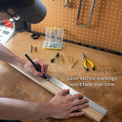 Metal Ruler 18 Inch - Stainless Steel Cork Back Metal Ruler - Premium Steel Straight Edge 18 Inch Metal Ruler - Flexible Stainless Steel Ruler - Imperial and Metric Ruler