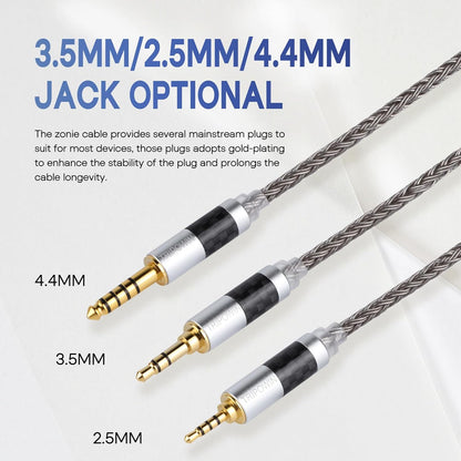 Tripowin Zonie 16 Core Silver Plated Cable SPC Earphone Cable for BL03 TRN V90 V80 AS10 ZS10 ZS6 ES4 ZST ZSR Iems (2Pin 0.78-3.5Mm, Grey)