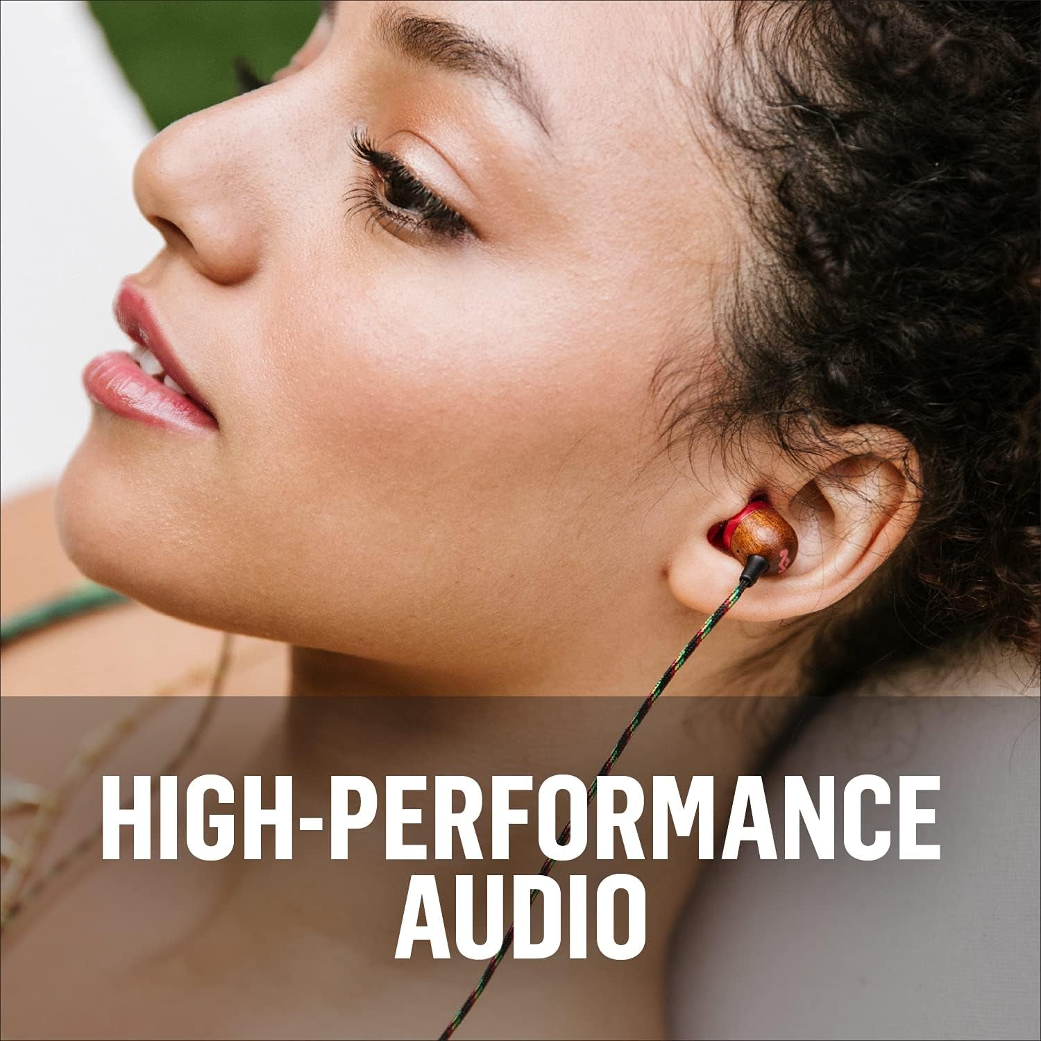 House of  Smile Jamaica Wired: Wired Earphones with Microphone, Noise Isolating Design, and Sustainable Materials (Rasta)