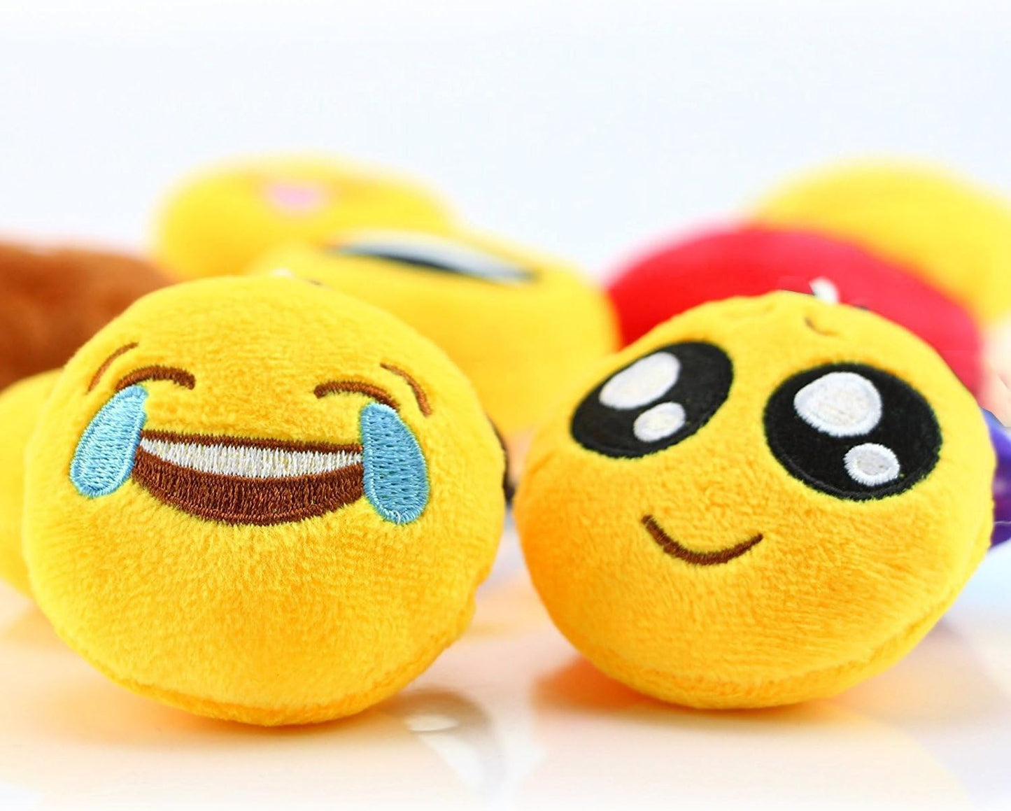 Emoticon Keychains, Mini Emoticon Plush Party Favors for Valentine' S Day Gifts Birthday Party Supplies, Carnival Prizes for Kids Treasure Box Bulk Toy Assortment 2" Set of 30