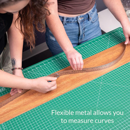 Metal Ruler 18 Inch - Stainless Steel Cork Back Metal Ruler - Premium Steel Straight Edge 18 Inch Metal Ruler - Flexible Stainless Steel Ruler - Imperial and Metric Ruler