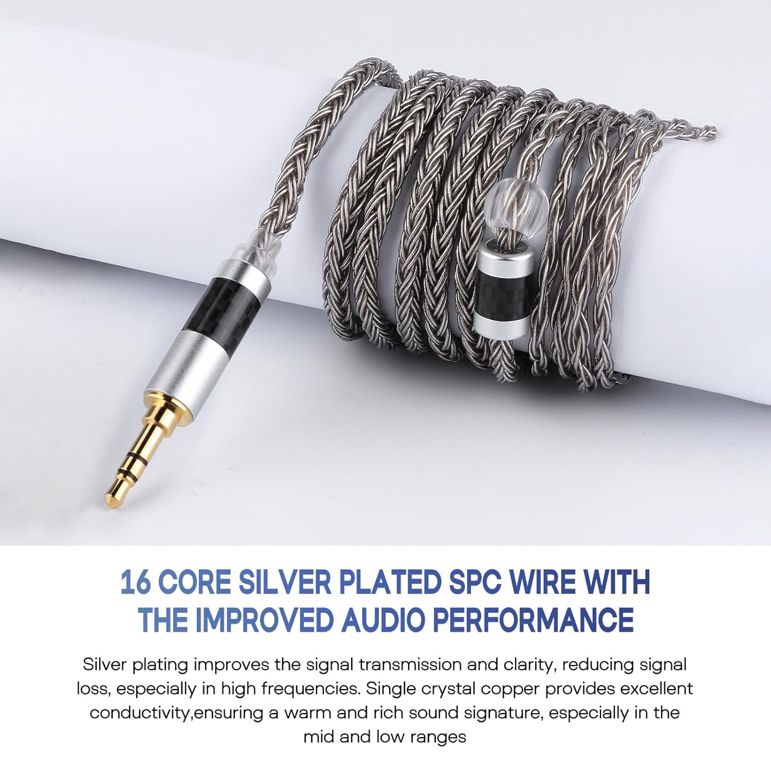 Tripowin Zonie 16 Core Silver Plated Cable SPC Earphone Cable for BL03 TRN V90 V80 AS10 ZS10 ZS6 ES4 ZST ZSR Iems (2Pin 0.78-3.5Mm, Grey)