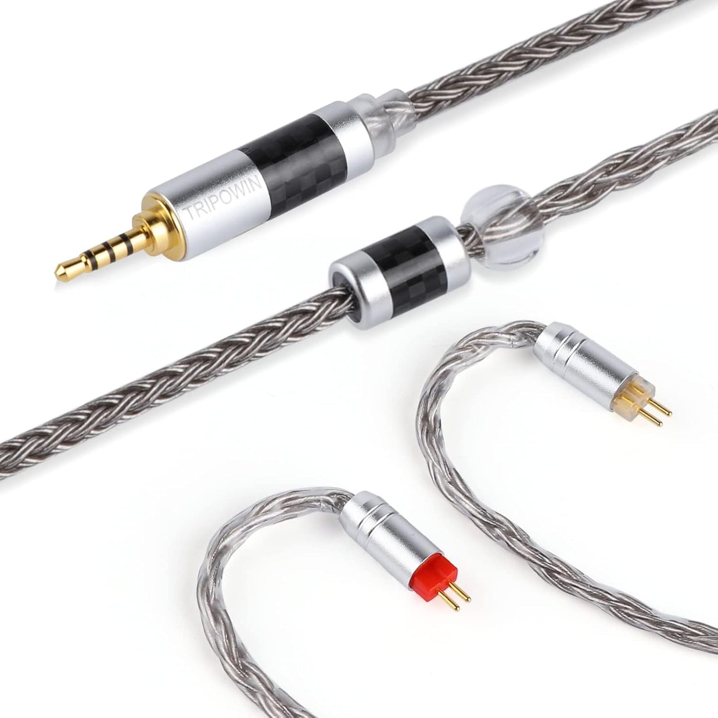 Tripowin Zonie 16 Core Silver Plated Cable SPC Earphone Cable for BL03 TRN V90 V80 AS10 ZS10 ZS6 ES4 ZST ZSR Iems (2Pin 0.78-3.5Mm, Grey)