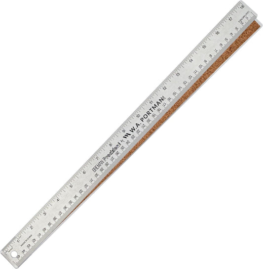 Metal Ruler 18 Inch - Stainless Steel Cork Back Metal Ruler - Premium Steel Straight Edge 18 Inch Metal Ruler - Flexible Stainless Steel Ruler - Imperial and Metric Ruler
