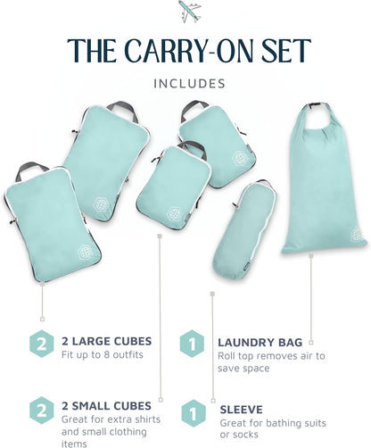 Compression Packing Cubes Set for Travel - Lightweight, Durable Clothes Organizer for Carry-On Luggage and Suitcases by