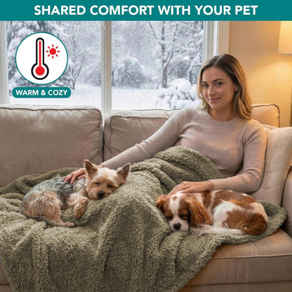 Fluffy Waterproof Dog Blanket Fleece | Soft Warm Pet Fleece Throw for Large Dogs and Cats | Fuzzy Plush Sherpa Throw Furniture Protector Sofa Couch Bed