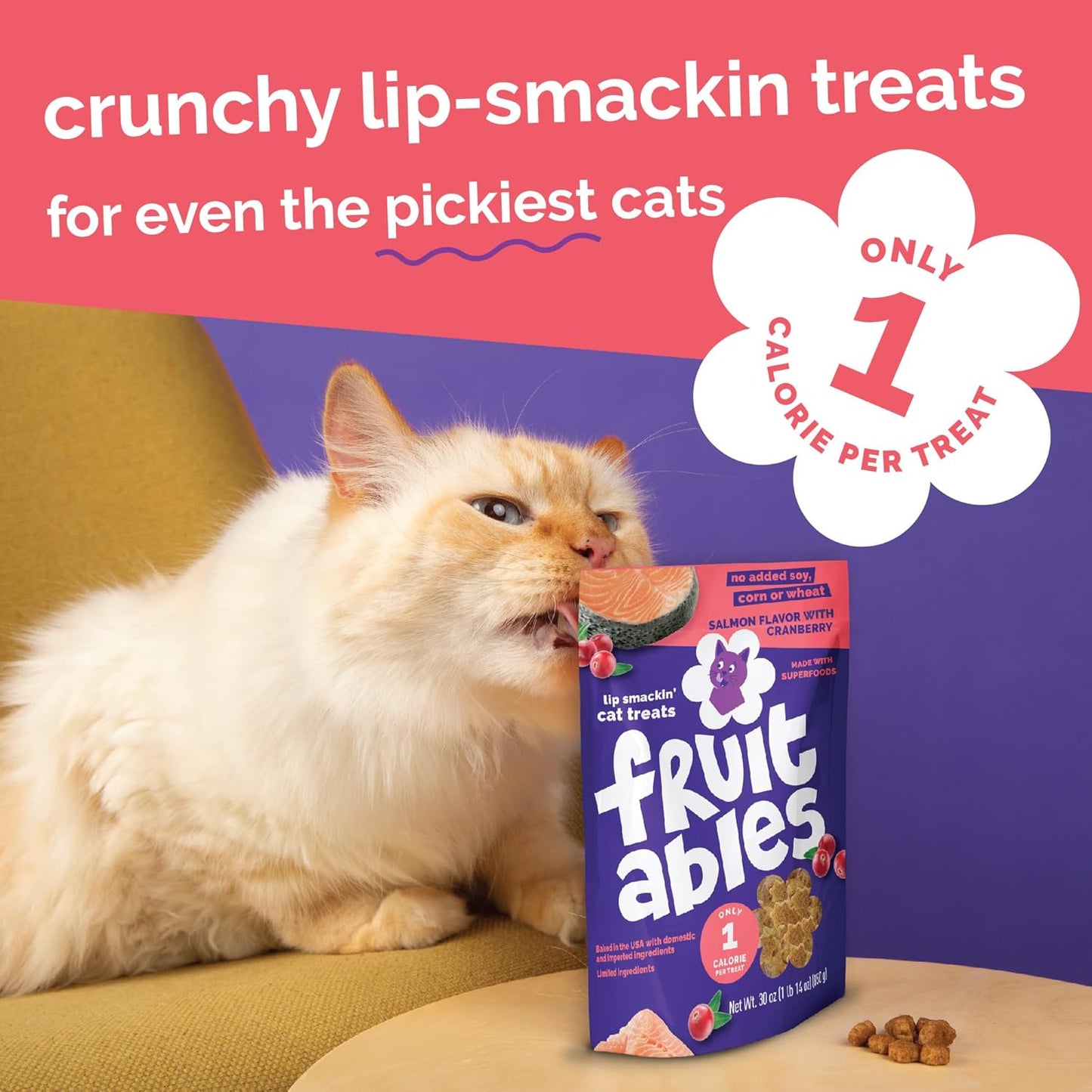 Crunchy Cat Treats | Healthy Cat Treats with Limited Ingredients | Low Calorie | 2.5 Ounces