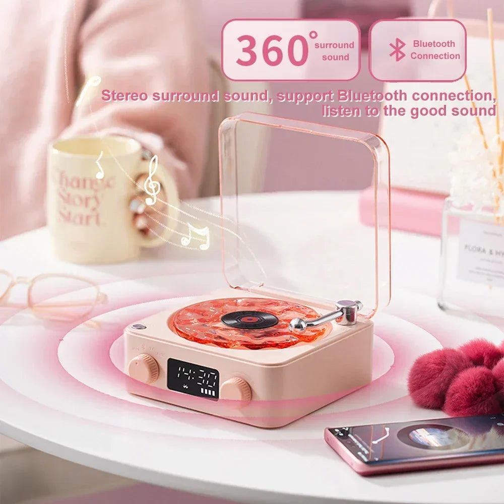 Mini Retro White Noise Bluetooth Speaker Portable Vintage Sleep Aid Bluetooth Speaker Subwoofer with RGB Light Support TF Card