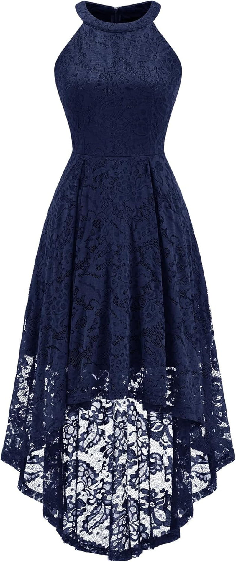 Women'S Halter Floral Lace Cocktail Party Dress Hi-Lo Bridesmaid Dress